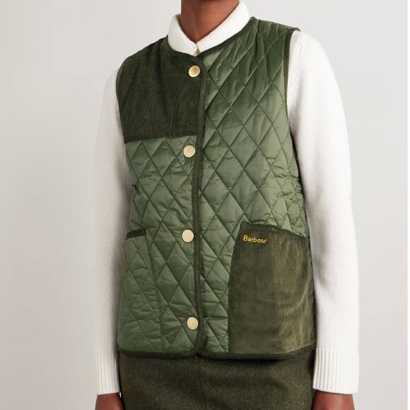 BARBOUR Healy paneled quilted shell and cotton-corduroy vest - Picture 1 of 11